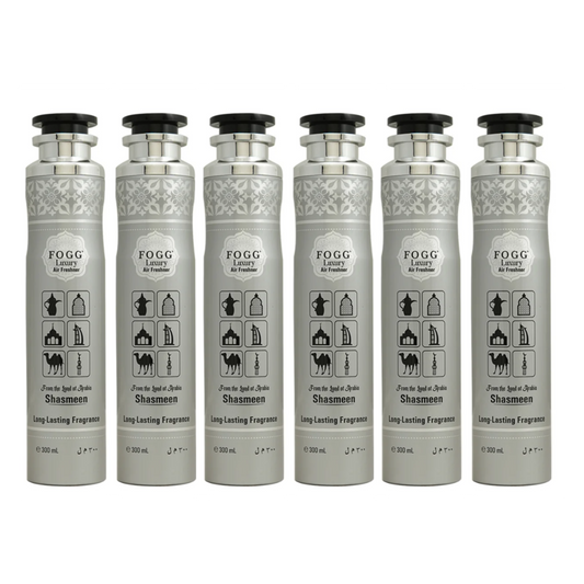 Fogg Shasmeen Air Freshener 300ml 6-Piece Set | Long Lasting Room Spray Bundle | Floral Woody Oriental Home Fragrance Pack