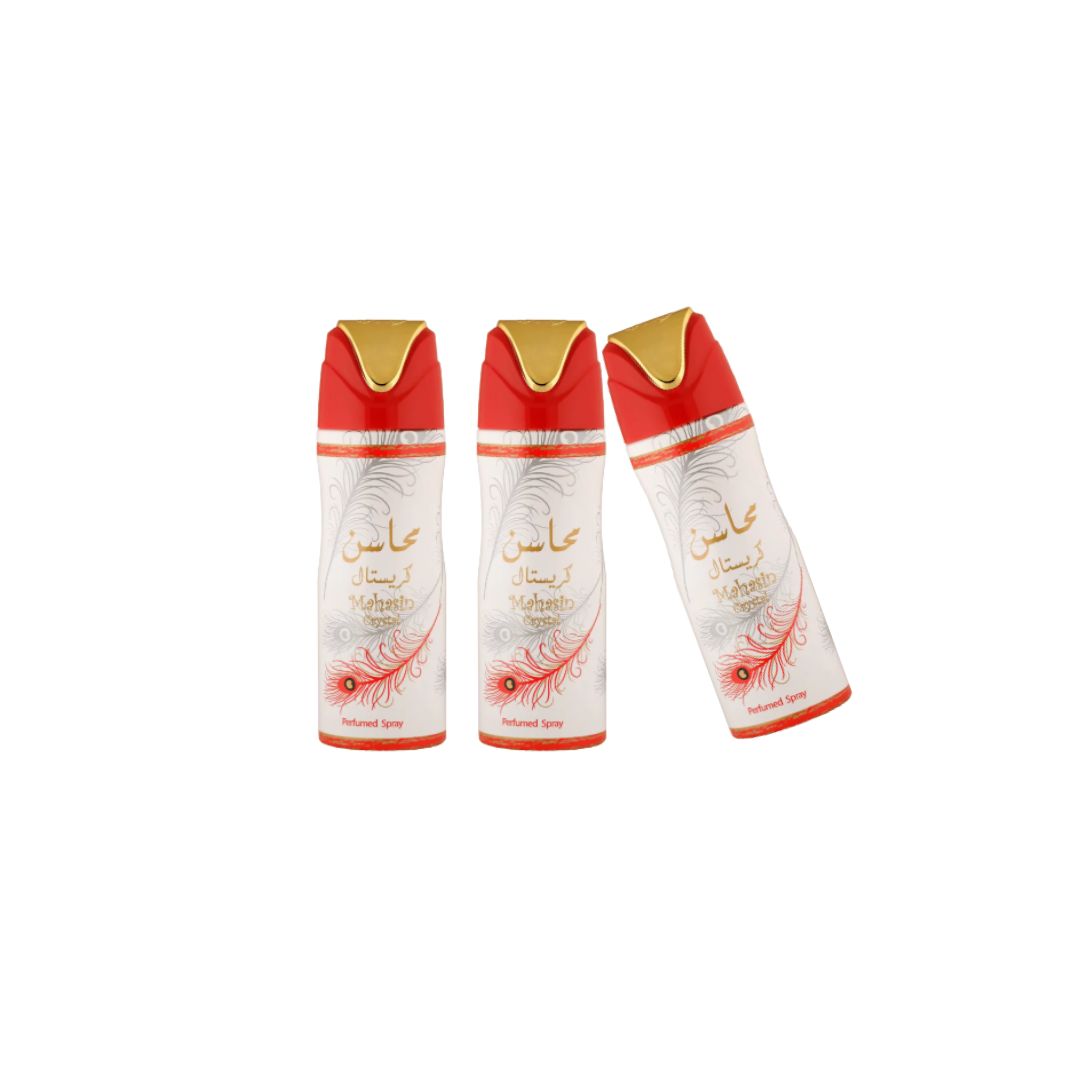 Mahasin Crystal Body Spray 6 Pack Bundle – 200 ml Each | Lattafa