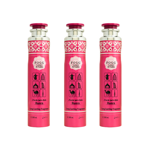 Fogg Humra Air Freshener 300ml 3-Piece Set | Long Lasting Room Spray Bundle | Oriental Floral Woody Home Fragrance Pack