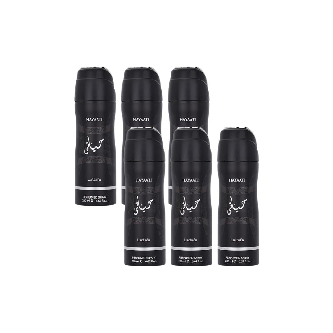 Hayaati Body Spray 6 Pack Bundle – 200 ml Each | Lattafa