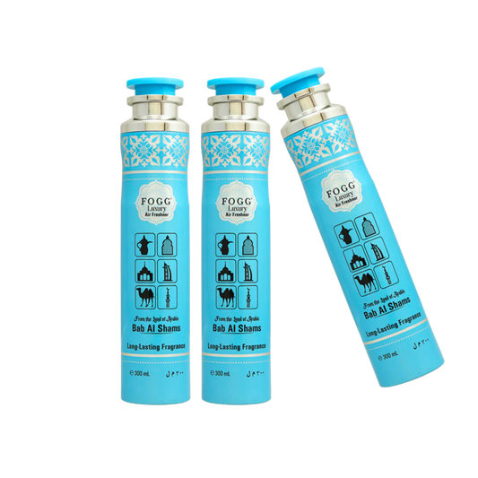 Fogg Bab Al Shams Air Freshener 300ml 3-Piece Set | Long Lasting Room Spray Bundle | Oriental Woody Floral Home Fragrance Pack