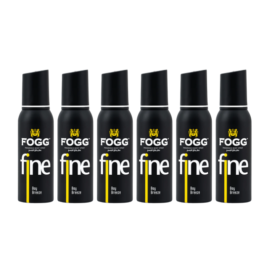 Fogg Fine Bay Breeze Body Spray 6PC Set | Long Lasting Fresh Aquatic Men’s Fragrance Mist | Deodorant Spray Bundle Pack (6 Pieces)