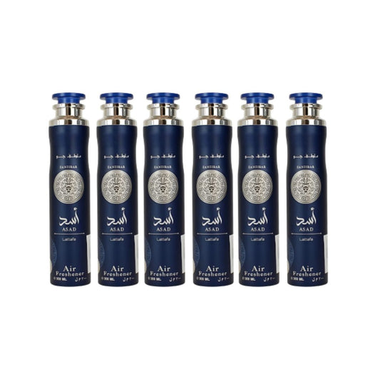 Zanzibar Asad Air Freshener 6 Pack Bundle – Home & Car Fragrance Spray | 10.1 oz / 300 ml Each | Lattafa