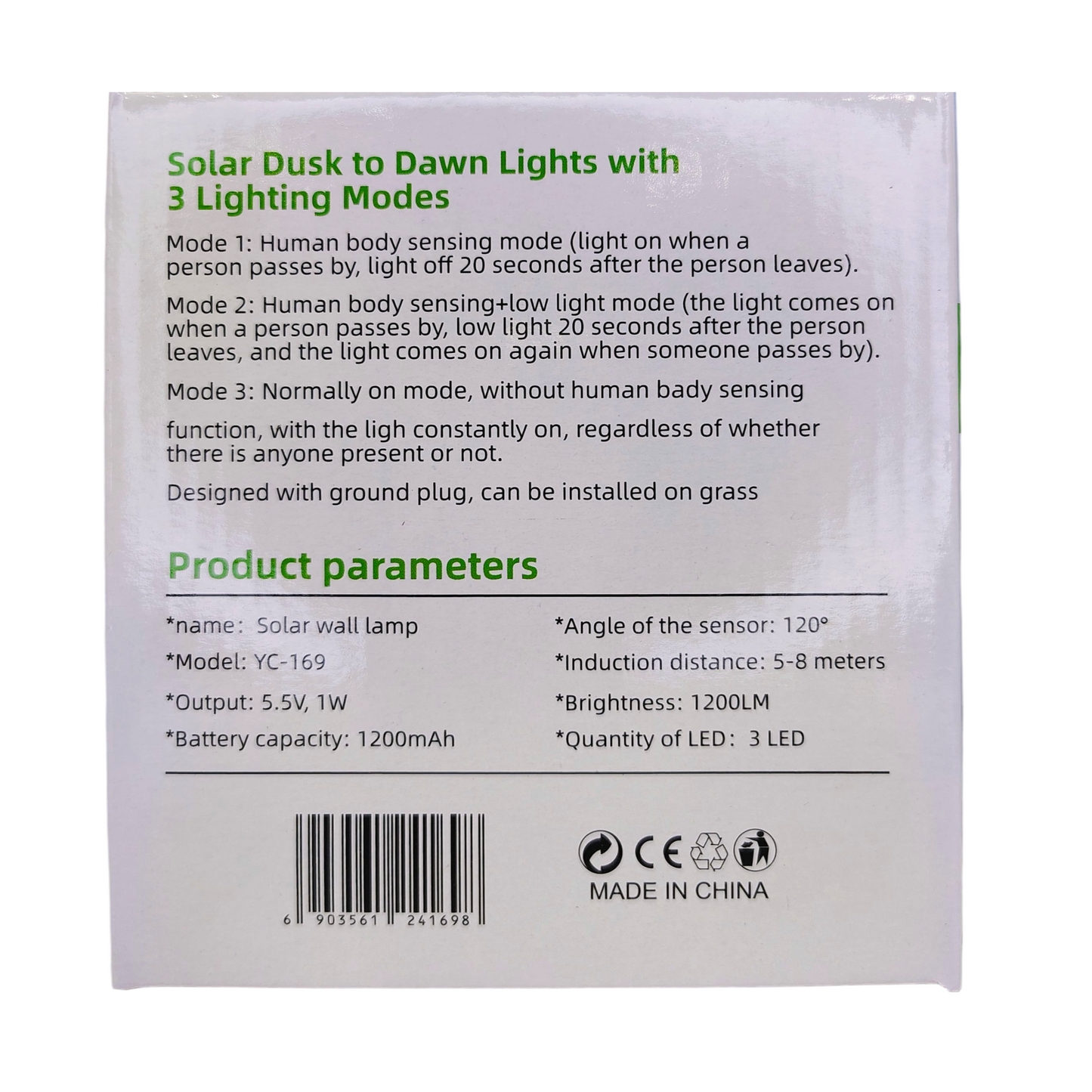 Solar Garden Light – Multi-Use with Human Body Sensing for Wall, Camping & Landscape Lighting