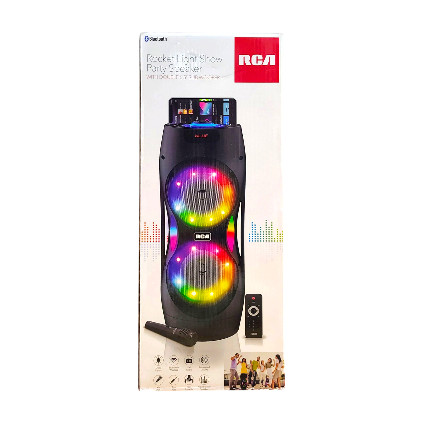RCA Dual 6.5" Lightweight Bluetooth Party Speaker with Wireless Microphone & Remote
