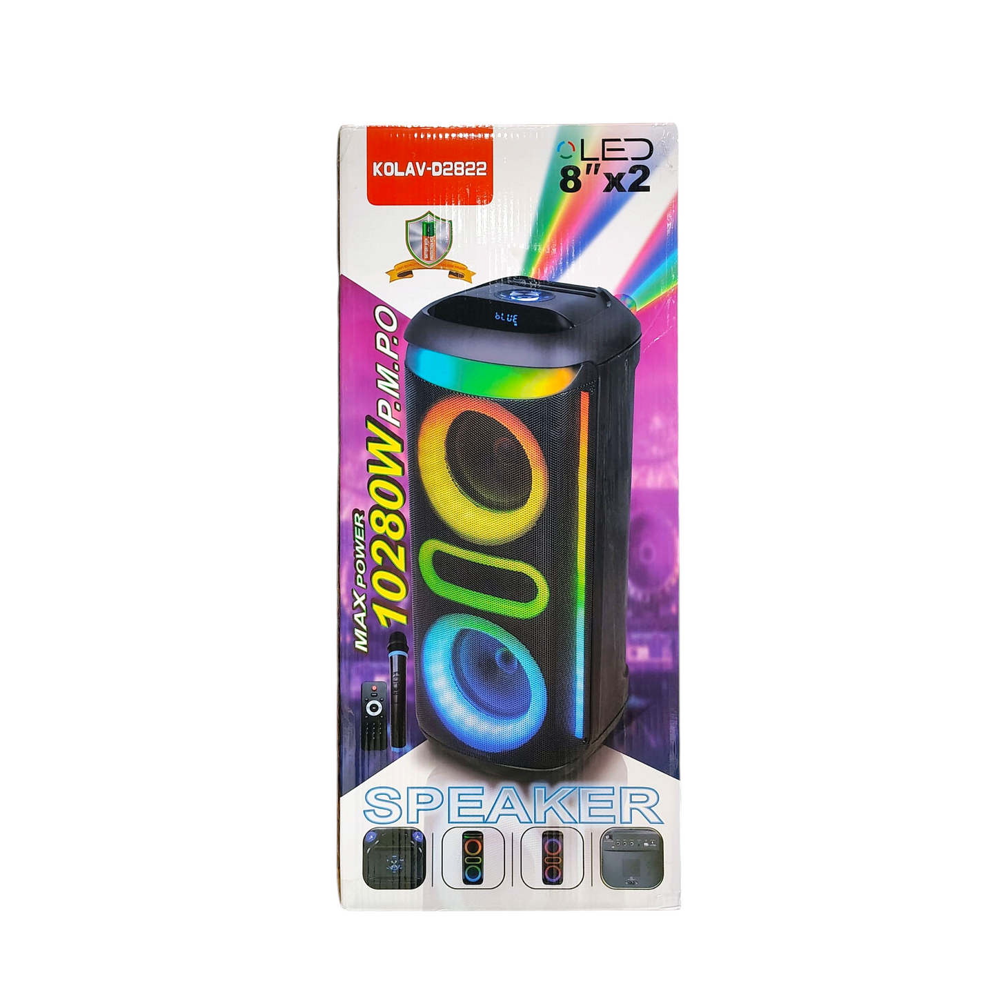 KOLAV Dual 8" Woofer Bluetooth Party Speaker with Wireless Microphone & Remote