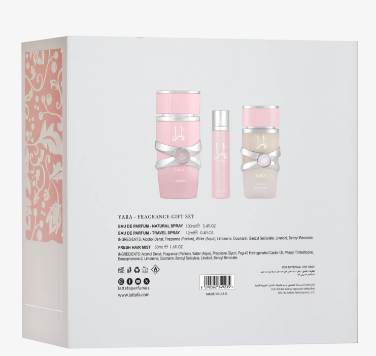 Lattafa Yara 3pcs Gift Set – Women | 100 ml / 3.4 fl oz + Extras