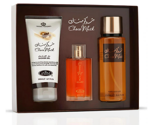 Al‑Rehab Choco Musk 3‑Piece Gift Set – Unisex | 50 ml / 1.69 fl oz + 200 ml Shower Gel + 250 ml Body Mist