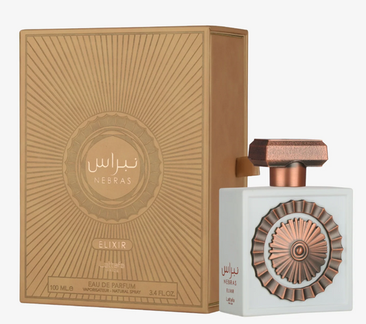 Lattafa Nebras Elixir Eau de Parfum Unisex 3.4 oz / 100ml – Warm Amber & Spicy Floral Fragrance Spray