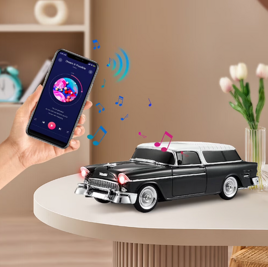 WSTER 1955 Vintage Replica Retro Ride Car Bluetooth Speaker – Portable Sound System (Black)