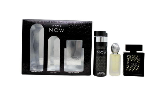Lattafa Rave Now 3 Piece Gift Set for Men | Eau de Parfum + Deodorant + Travel Spray | Fresh Fruity Woody Long Lasting Fragrance Set