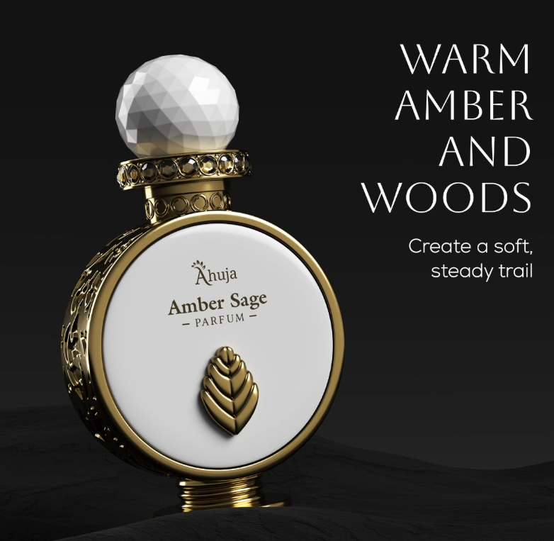 Amber Sage by Ahuja Extrait de Parfum 3.4 oz | Warm Aromatic Woody Unisex Fragrance | Long Lasting Perfume Spray