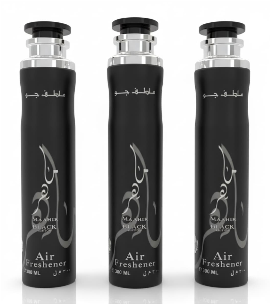 Maahir Black Edition Air Freshener 3 Piece Set | Long Lasting Arabian Home & Car Fragrance | Premium Scent Collection