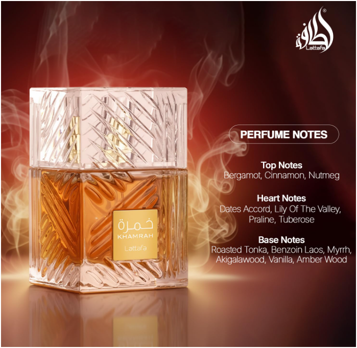 Lattafa Khamrah Eau de Parfum 100ml (3.4 oz) | Sweet Spicy Gourmand Amber Unisex Fragrance | Long Lasting Perfume Spray