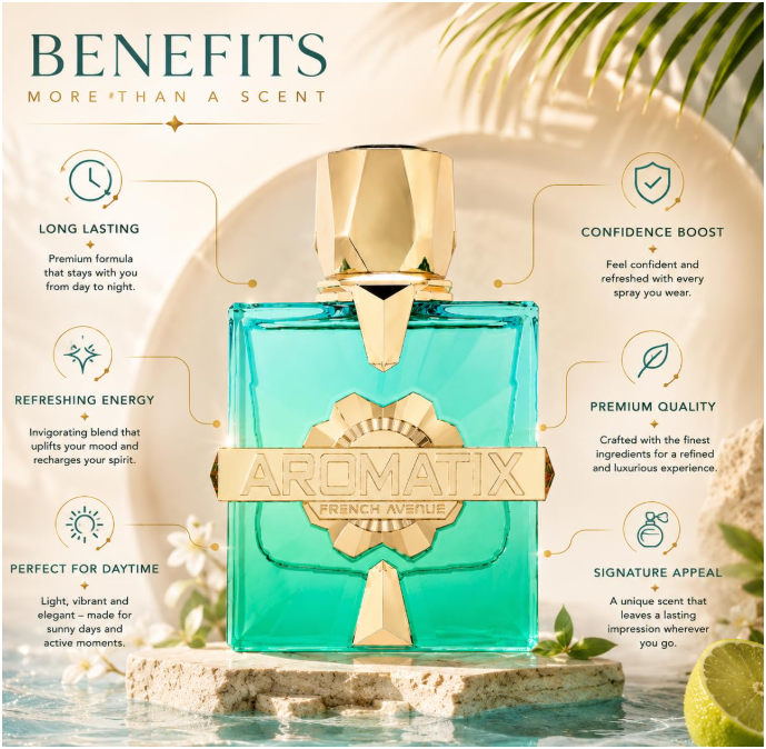 French Avenue Aromatix Sun Kissed Eau de Parfum Spray for Unisex, Woody Aromatic Fragrance, 3.4 fl oz / 100 ml