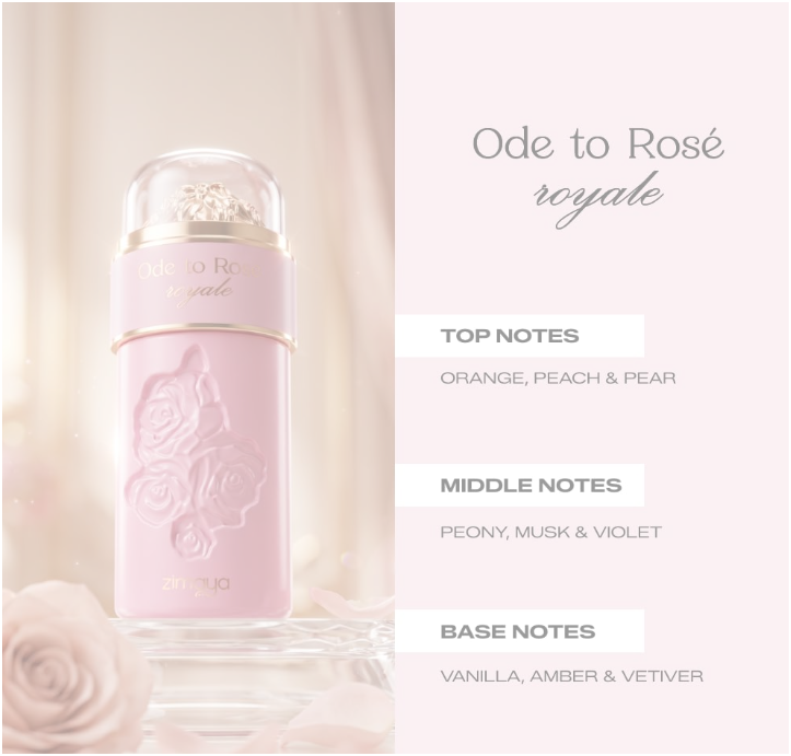 Zimaya Ode To Rose Royale Eau de Parfum for Women, 100ml (3.4 Fl Oz), Floral Fruity Fragrance with Orange, Peach, Pear, Peony, Violet, Musk, Vanilla, Amber & Vetiver