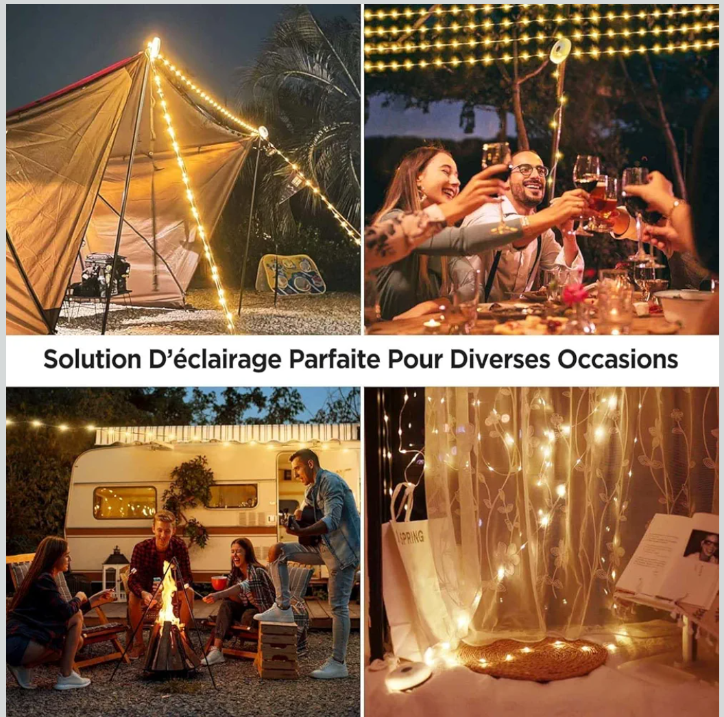 Solar Camping String Light – 10M Fairy Lights with Multi-Modes, Type-C Charging & Waterproof Design