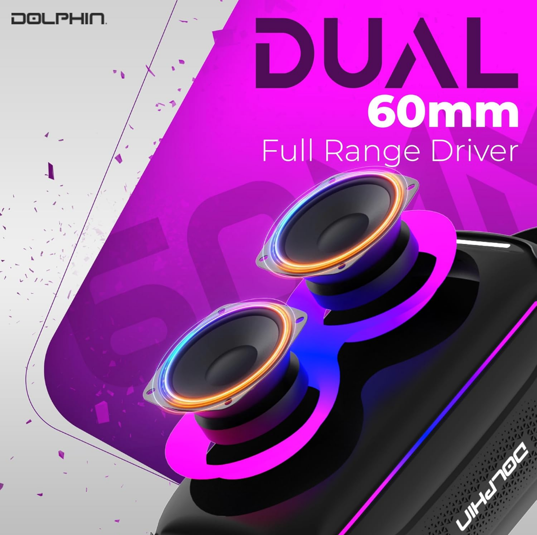 Dolphin 20W Portable Bluetooth Speaker with FM Radio – Party-Ready Sound Anywhere
