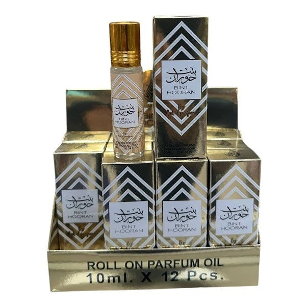 Ard Al Zaafaran Bint Hooran Roll-On Perfume Oil 10ml x 12 Pack | Floral Musky Long Lasting Arabic Attar Unisex Non-Alcohol Fragrance Travel Size