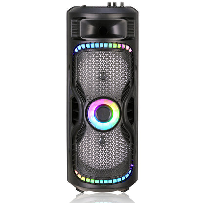 TopTech Dual 8" Lightweight Bluetooth Party Speaker with Wireless Microphone & Remote