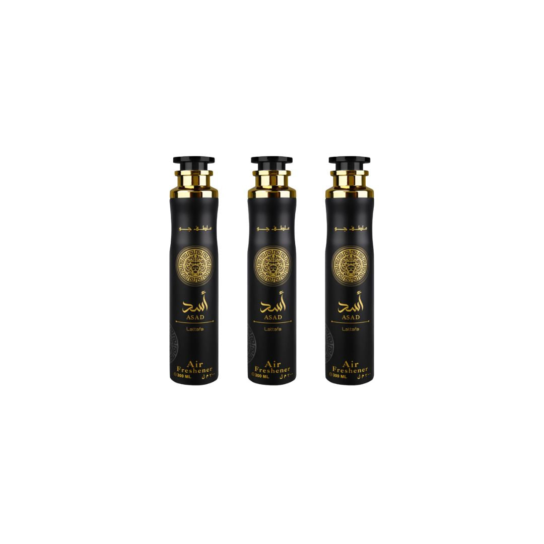 Asad Air Freshener 3 Pack Bundle – Home & Car Fragrance Spray | 10.1 oz / 300 ml Each | Lattafa