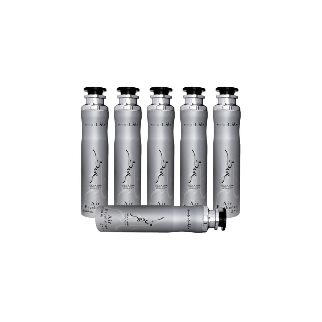 Maahir Legacy Air Freshener 6 Pack Bundle – Home & Car Fragrance Spray | 10.1 oz / 300 ml Each | Lattafa