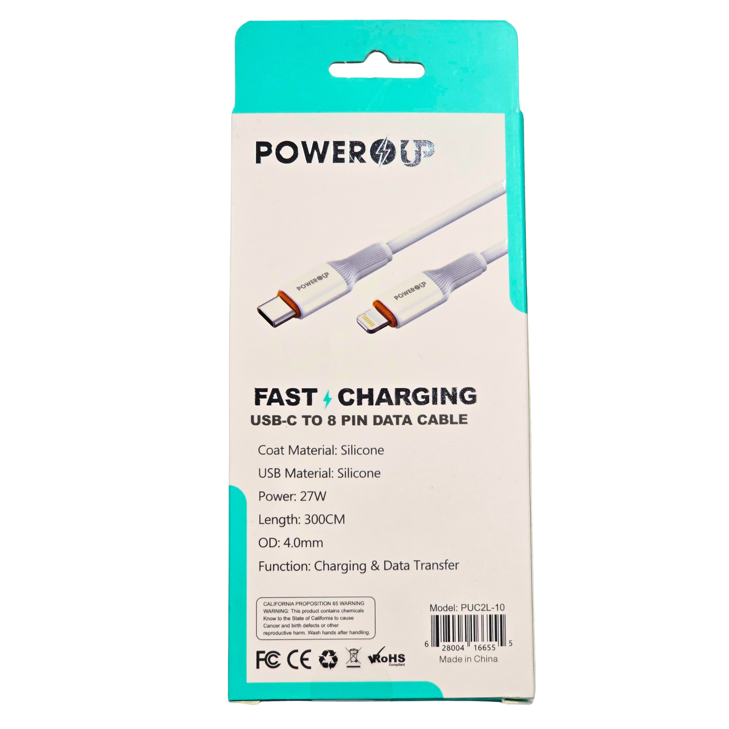 PowerUp Fast Charging USB-C to 8-Pin Data Cable | High-Speed Sync & Charge Cable | Durable Universal Charging Cable for Compatible Devices