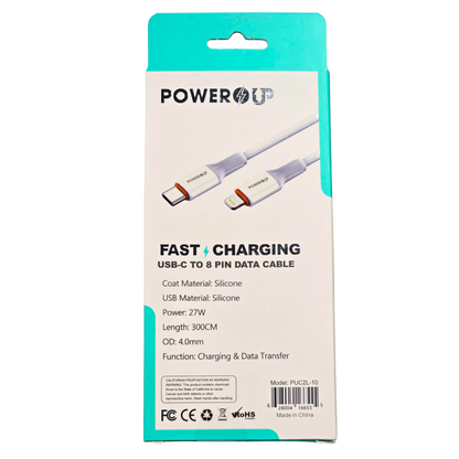PowerUp Fast Charging USB-C to 8-Pin Data Cable | High-Speed Sync & Charge Cable | Durable Universal Charging Cable for Compatible Devices