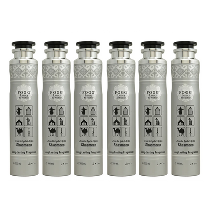 Fogg Shasmeen Air Freshener 300ml 6-Piece Set | Long Lasting Room Spray Bundle | Floral Woody Oriental Home Fragrance Pack