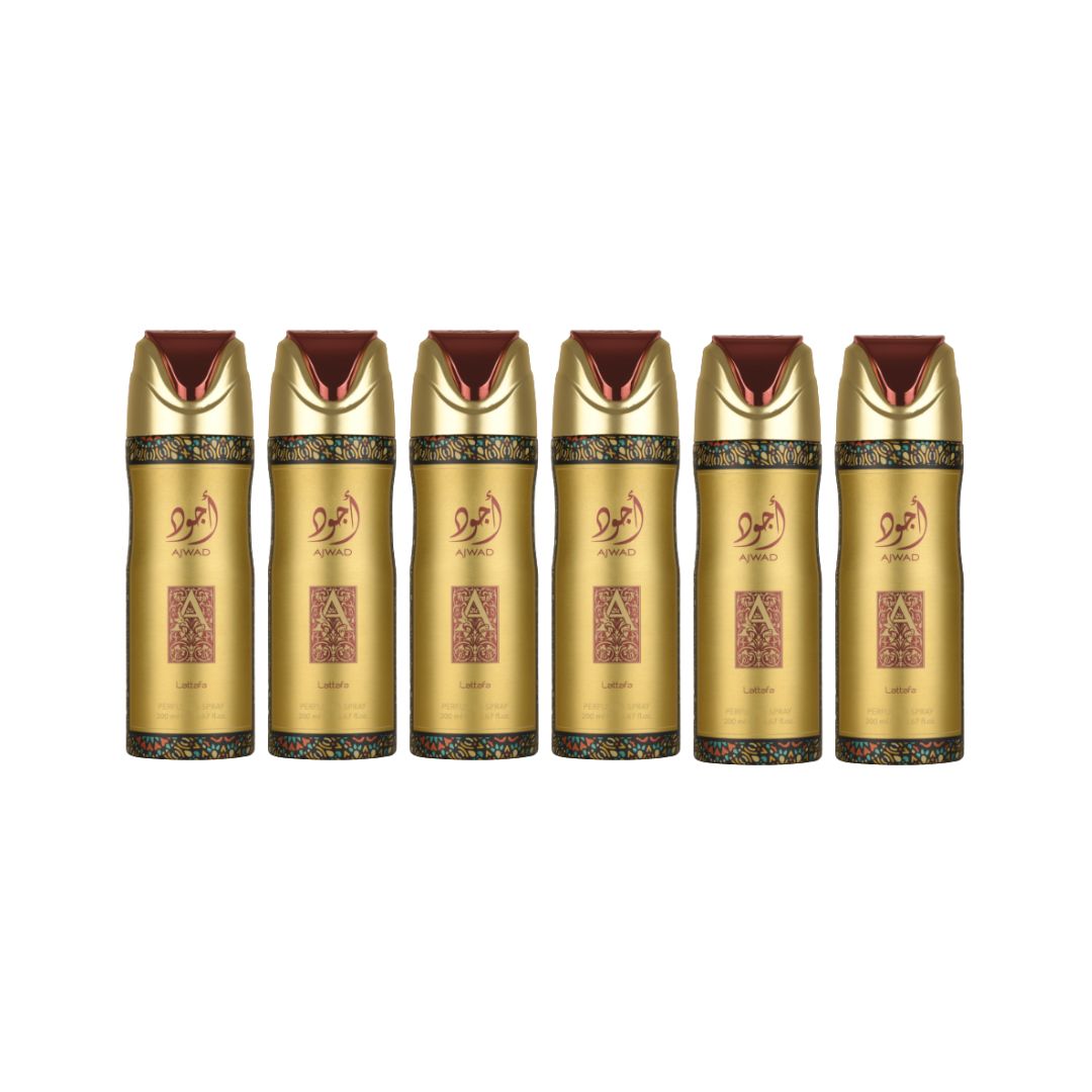 Ajwad Body Spray 6 Pack Bundle – 200 ml Each | Lattafa