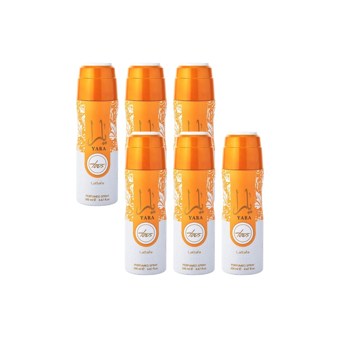 Yara Tous Body Spray 6 Pack Bundle – 200 ml Each | Lattafa