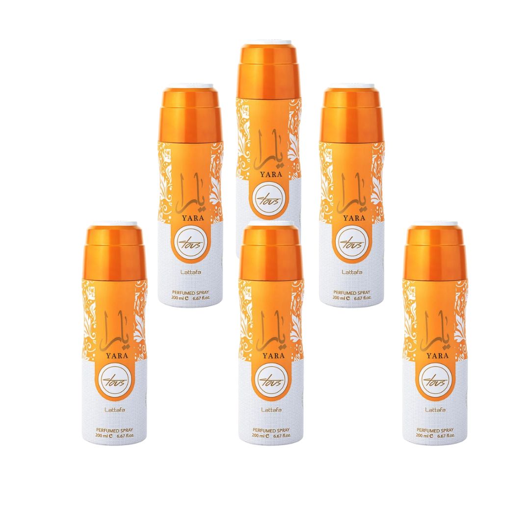 Yara Tous Body Spray 6 Pack Bundle – 200 ml Each | Lattafa