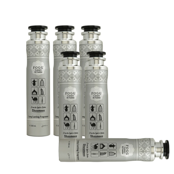 Fogg Shasmeen Air Freshener 300ml 6-Piece Set | Long Lasting Room Spray Bundle | Floral Woody Oriental Home Fragrance Pack