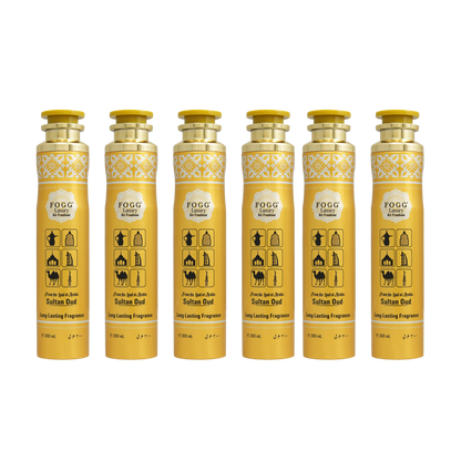 Fogg Sultan Oud Air Freshener 300ml 6-Piece Set | Long Lasting Room Spray Bundle | Oriental Woody Oud Luxury Home Fragrance Pack