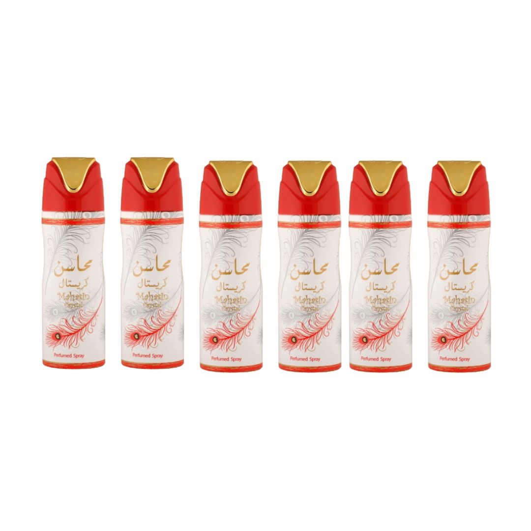 Mahasin Crystal Body Spray 6 Pack Bundle – 200 ml Each | Lattafa