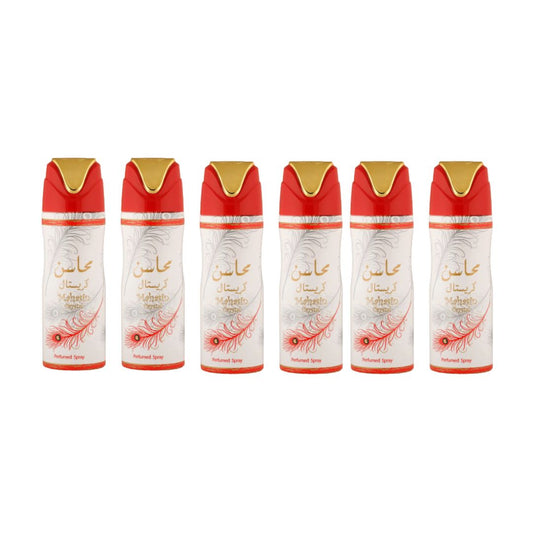 Mahasin Crystal Body Spray 6 Pack Bundle – 200 ml Each | Lattafa
