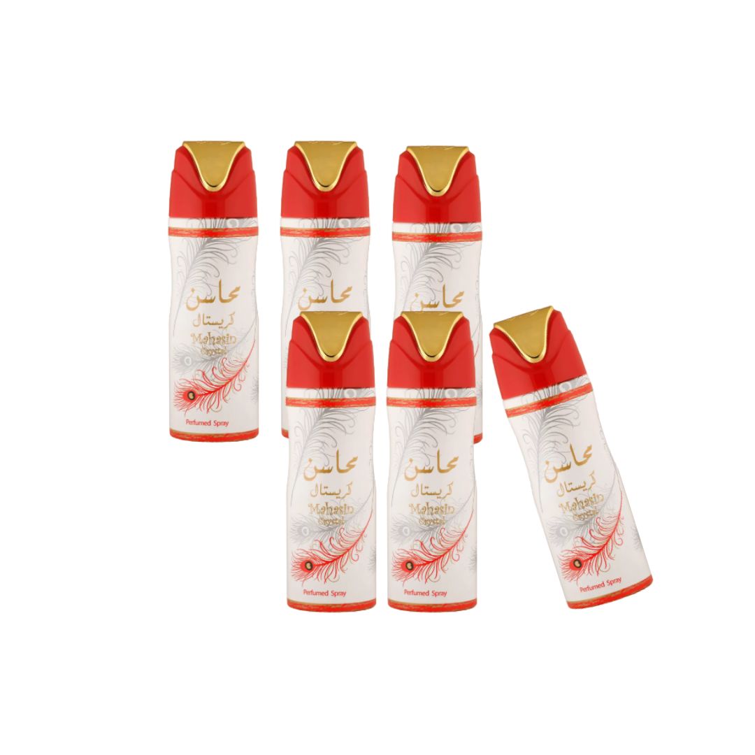 Mahasin Crystal Body Spray 6 Pack Bundle – 200 ml Each | Lattafa