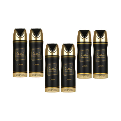 Khamrah Body Spray 6 Pack Bundle – 200 ml Each | Lattafa