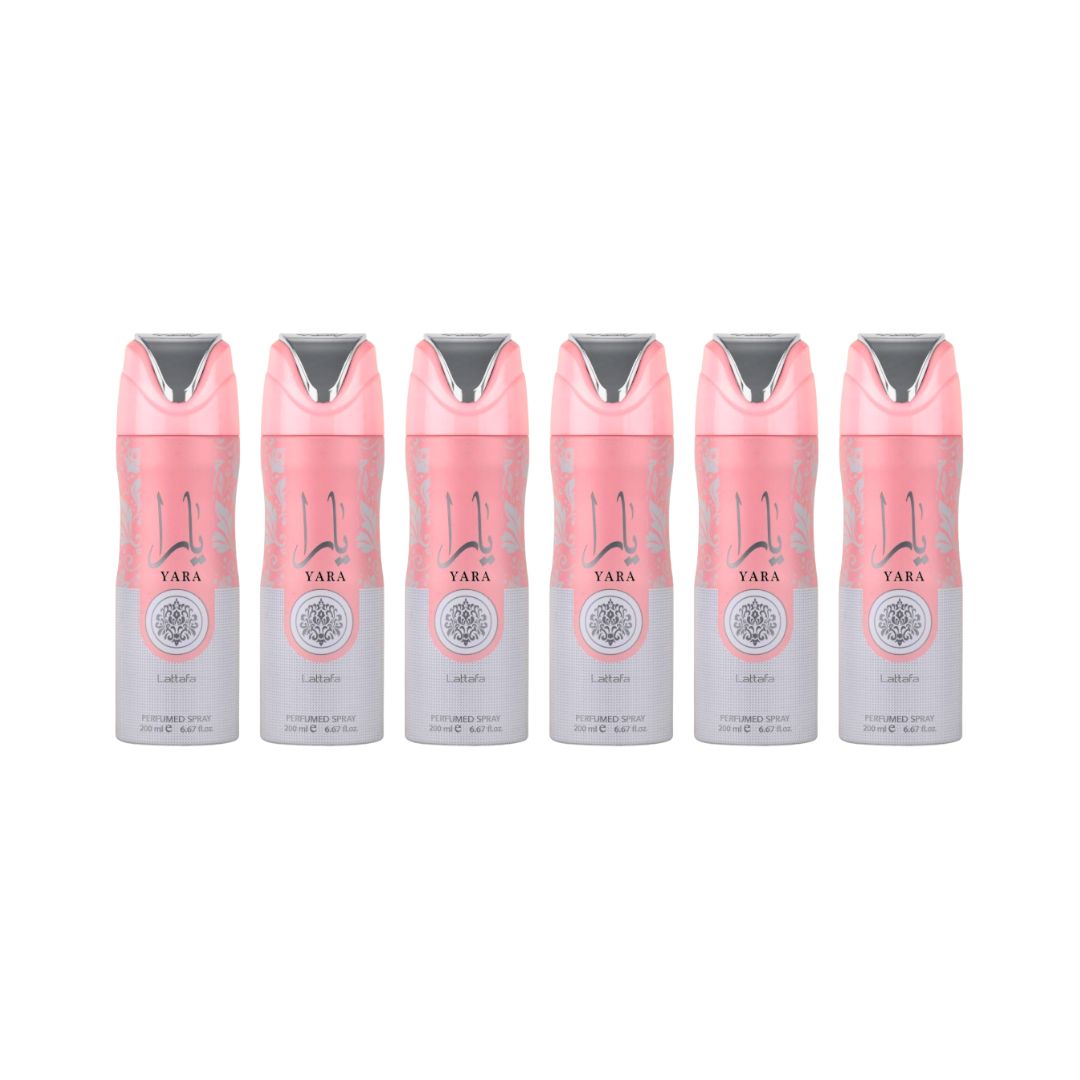 Yara Body Spray 6 Pack Bundle – 200 ml Each | Lattafa