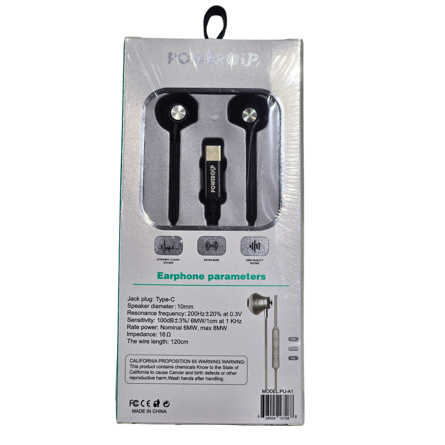 PowerUp Extra Bass Stereo Type-C Headphones | Wired USB-C In-Ear Earphones | Deep Bass Clear Sound Universal Audio Headset