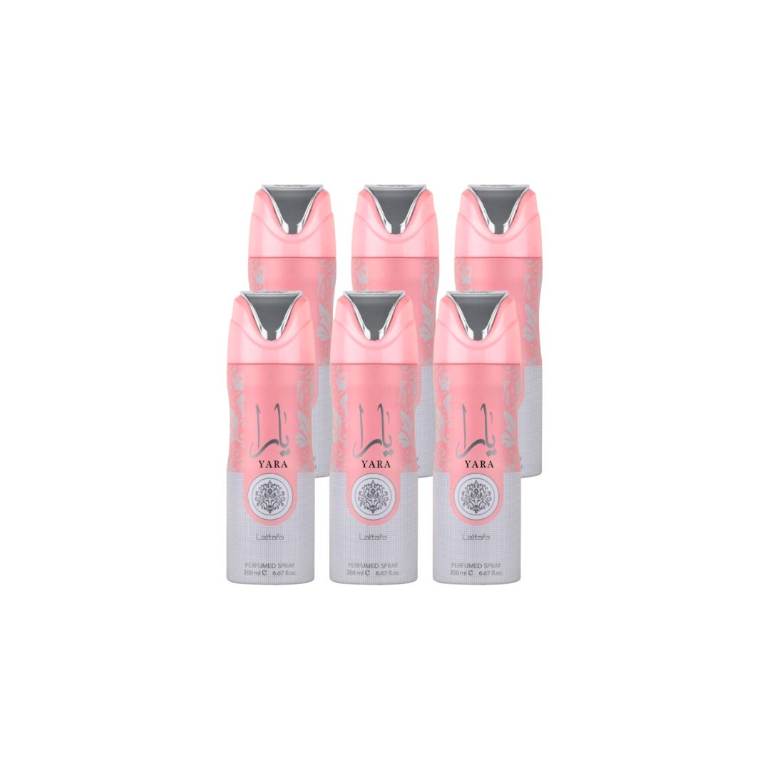 Yara Body Spray 6 Pack Bundle – 200 ml Each | Lattafa