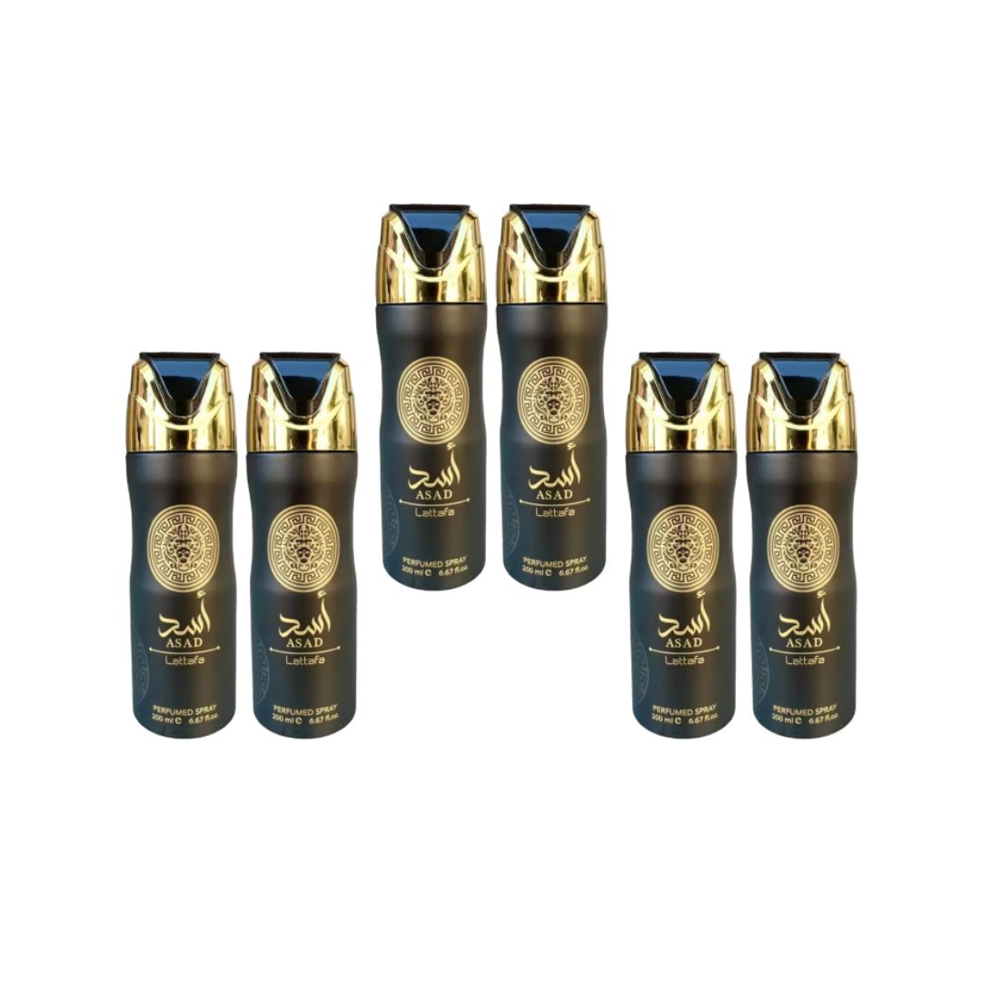 Lattafa Asad Body Deodorant 6 Pack Bundle. Each 200 ml spray