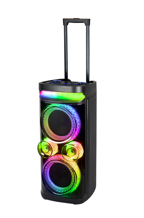KOLAV Dual 6.5" Woofer Trolley Party Speaker with Dual Wireless Microphones & Remote
