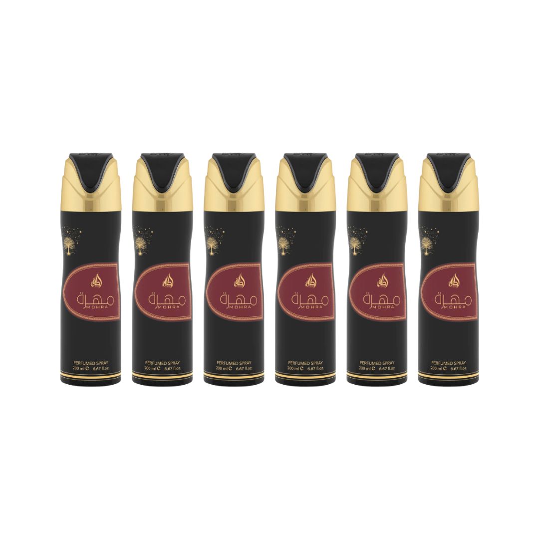 Mohra Body Spray 6 Pack Bundle – 200 ml Each | Lattafa