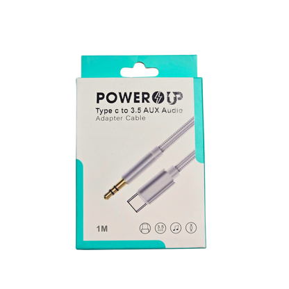 PowerUp Type-C to 3.5mm AUX Audio Adapter Cable | Universal USB-C to Aux Jack Converter | High Quality Audio Transmission Adapter