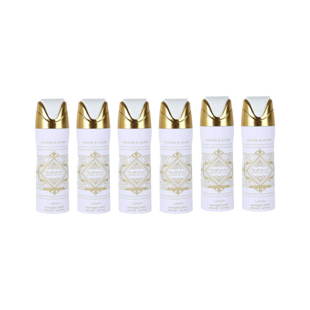 Bade’e Al Oud – Honor & Glory Body Spray 6 Pack Bundle – 200 ml Each | Lattafa