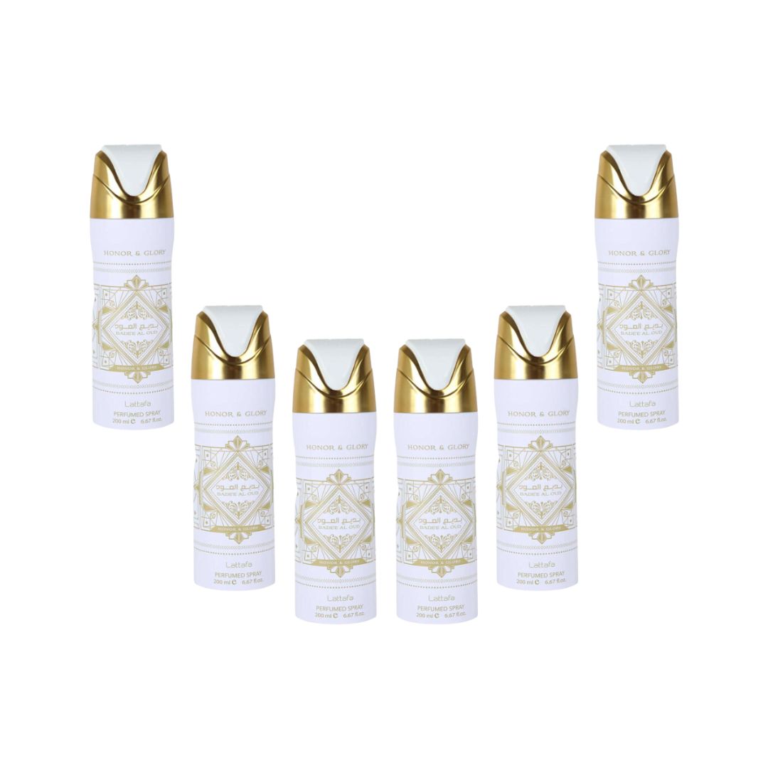 Bade’e Al Oud – Honor & Glory Body Spray 6 Pack Bundle – 200 ml Each | Lattafa