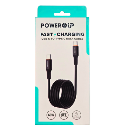 PowerUp USB-C to USB-C 60W Fast Charging Data Cable – High-Speed Charging & Sync, Durable Design, Universal Type-C Cable