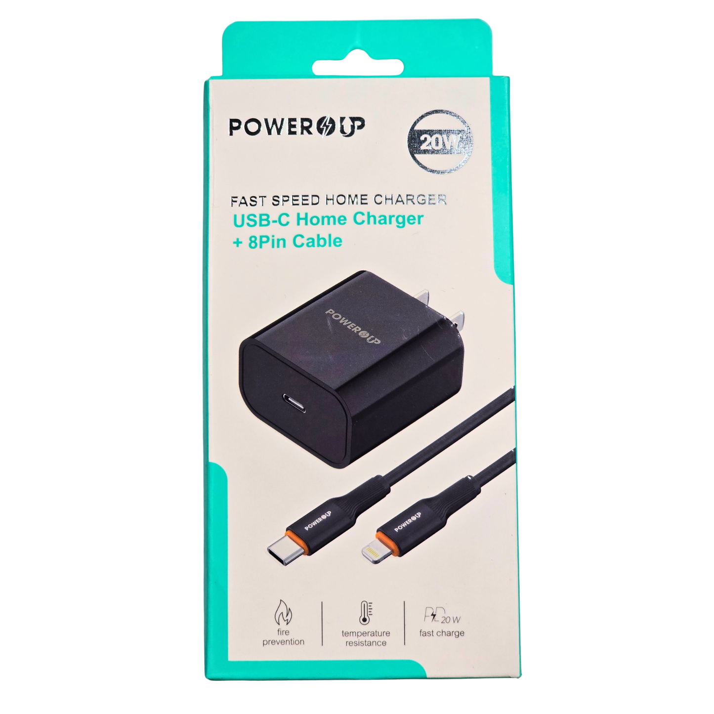 PowerUp 20W Fast Speed USB-C Home Charger | PD Fast Charging Wall Adapter | Compact Type-C Power Adapter for iPhone & Android