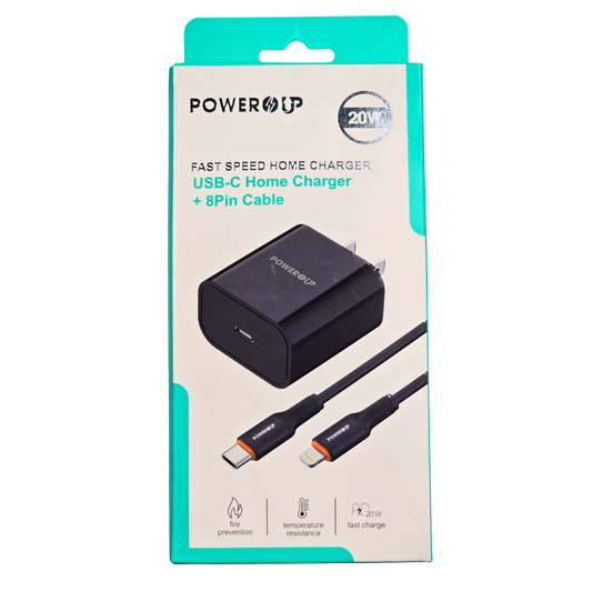 PowerUp 20W Fast Speed USB-C Home Charger | PD Fast Charging Wall Adapter | Compact Type-C Power Adapter for iPhone & Android